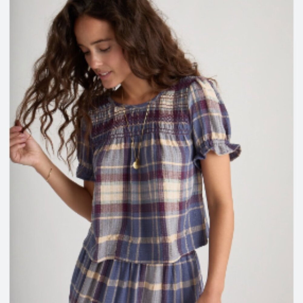 Marine Layer Elena Smocked Top, size M